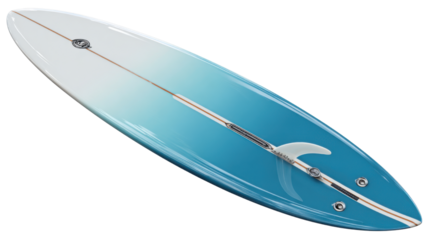 Blue and white surfboard isolated on white background