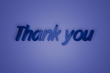 Thank you words with glass effect. 3d rendering illustration