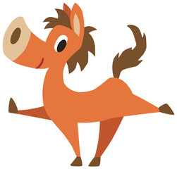 手描きのゆるい馬キャラクター(年賀、干支、午、かわいい)