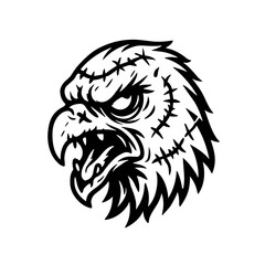 Stitched eagle head with tribal illustration style. Zombie Eagle Head illustration