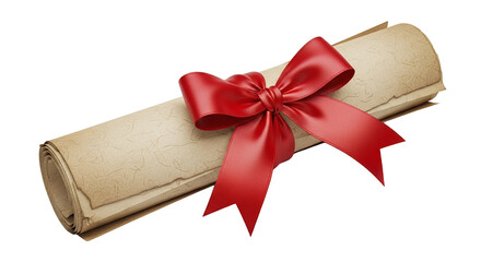 Vintage Scroll Red Ribbon Bow Transparent Background