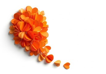 Vibrant orange pasta arranged in a heart shape with scattered pieces