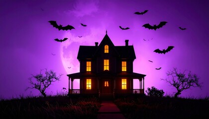halloween background with haunted house