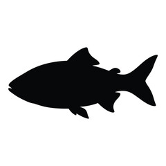 Silhouette of a realistic fish profile facing left ideal for design projects silhouette