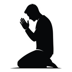 Silhouette of man kneeling in prayer reverence faith and spirituality focused silhouette silhouette