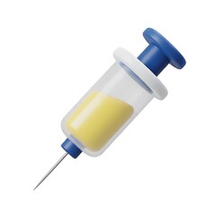 3D Icon of Medical Syringe with Yellow Vaccine - Healthcare Treatment and Injection Tool - Pharmaceutical and Immunization Design Element
