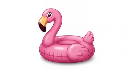 Pink flamingo inflatable pool float illustration isolated on white background