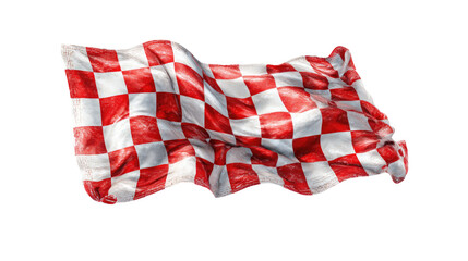 Fototapeta premium Classic checkered racing flag with black and white pattern symbol of motorsport competition finish line isolated on white background 