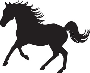 Running Horse Silhouette Vector Wild Animal Clipart Design