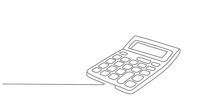 Continuous single line drawing vector illustration of a modern calculator design vector