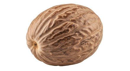 Whole Nutmeg Seed on Black Background for Transparent Use