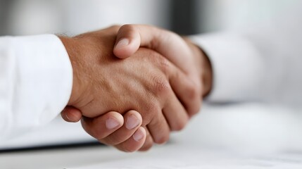 Fototapeta premium A professional handshake symbolizes agreement and partnership in a business setting