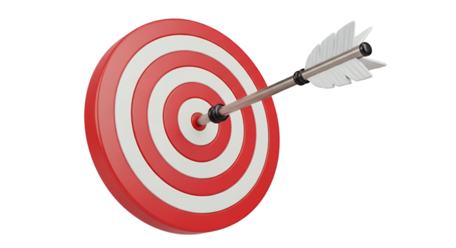 Target with arrow in bullseye success concept transparent