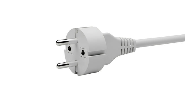 White electrical plug power cord schuko type cee european standard for appliance connection outlet 230v on transparent background