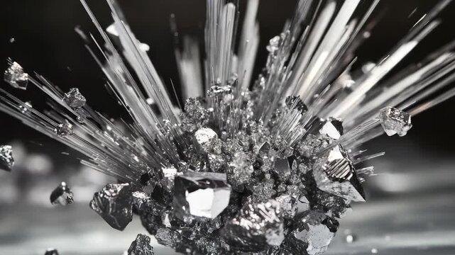 A collection of crystals in black and white photograph