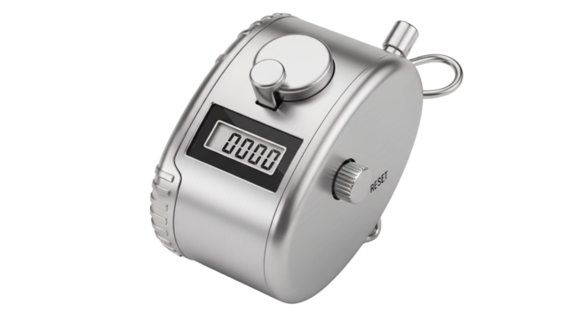 Handheld Tally Counter Digital Readout Isolated transparent background