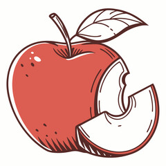 Apple icon isolated vector illustration, color drawing sign, symbol.