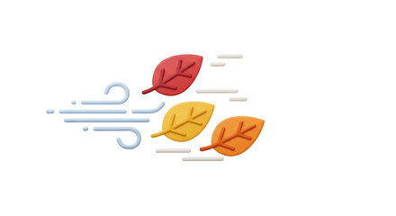Wind Blowing Colorful Autumn Leaves Transparent Design