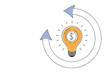 Vector art of lightbulb with dollar sign and circular arrows