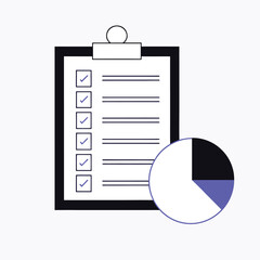 Vector art of clipboard with checklist and pie chart
