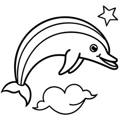 Obraz premium vector illustration of a cartoon dolphin