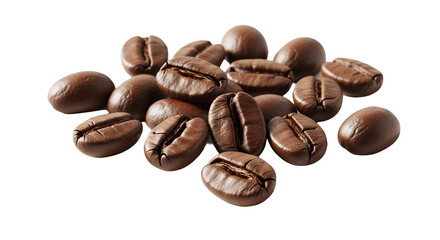 Rich Roasted Coffee Beans on Transparent Background