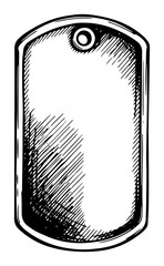 Military Dog Tag in a Hand Drawn Sketch Style