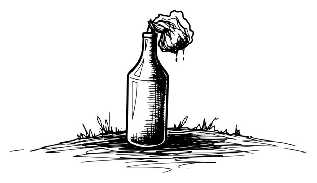 Molotov Cocktail Hand Drawn Sketch Illustration