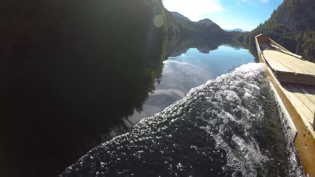 Boat trip on a small Zille, on Lake Toplitzsee, Salzkammergut, Styria, Austria