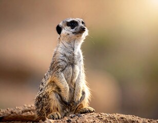 Fototapeta premium Alert meerkat on a sandy dune