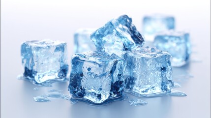 Light blue ice cubes.only in vector file isolated on ultra quality image 8k resilution white pastel background