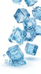 Obraz premium Light blue ice cubes.only in vector file isolated on ultra quality image 8k resilution white pastel background