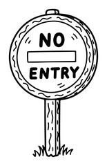 No Entry Road Sign Doodle