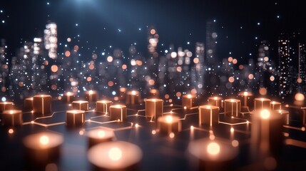 innovative Hexagon Shape Network of interconnected hexagon shapes forming a global grid, representing interconnected systems, global data flow, and digital infrastructure.