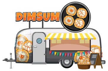 Dim Sum Food Truck with Decorative Banner and Menu