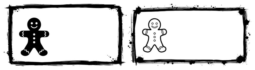 Grunge Christmas Frames with a Gingerbread Man