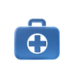 Obraz premium Blue first aid kit with cross isolated on transparent background