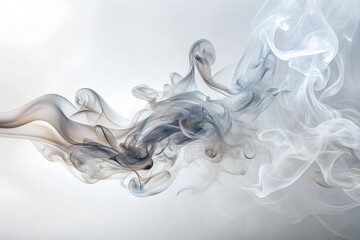 Elegant Abstract Smoke Art with Subtle Blue and Brown Tones Against a White Background