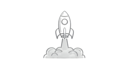3D Outline Rocket Launch Icon Transparent Background