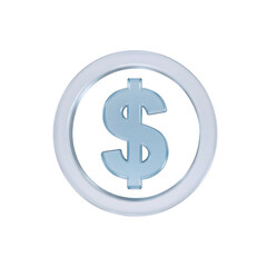 Obraz premium Blue dollar sign inside a white circle isolated on transparent background