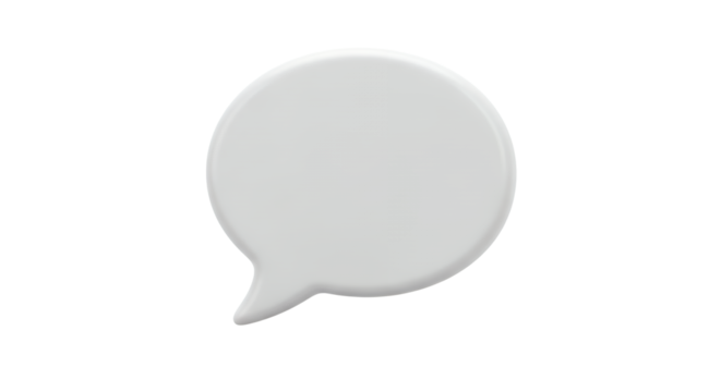 3D White Speech Bubble Icon Transparent Background