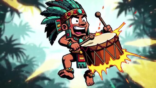 Cartoon character drumming