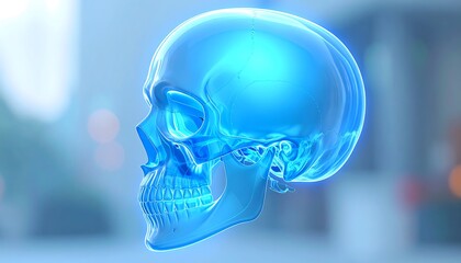 3D rendered, translucent skull