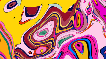 Psychedelic Fluid Rainbow Background with Vibrant Swirls and Trippy Gradient Colors for EDM and Festival Design