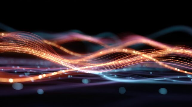Dynamic energy flow background with glowing lines, futuristic promotional theme.
