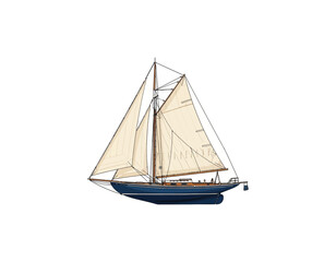 Obraz premium Elegant Sailboat Illustration A Detailed Vector Image of a Classic Sailing Vessel Against a Clean White Backdrop