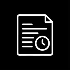Document with Clock Line Icon, Outline Symbol for Deadline, Time Management, and Pending Report.
