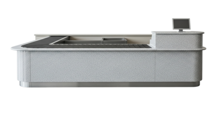 Checkout counter isolated on transparent background, a point of sale station in a retail environment