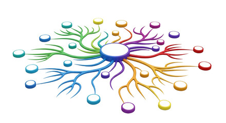 Colorful Branching Network Mind Map Transparent Concept