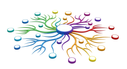 Colorful Branching Network Mind Map Transparent Concept